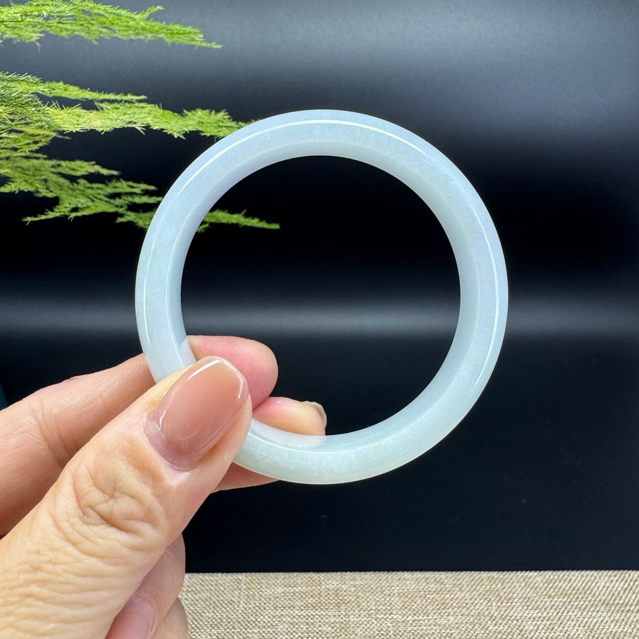 Genuine Burmese Lavender Green Jade Jadeite Bangle Bracelet ( 52.4mm )