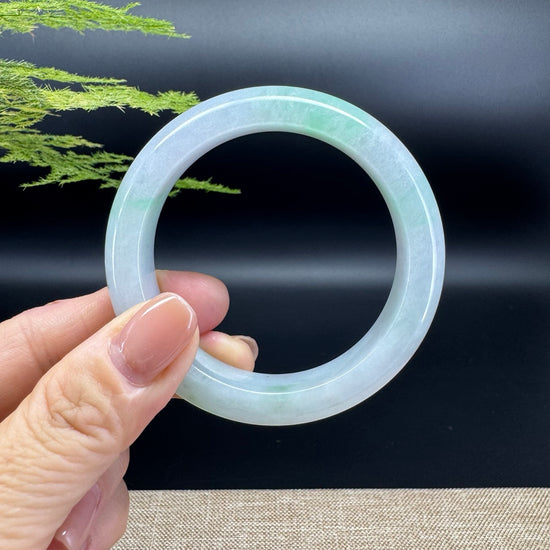 Genuine Burmese Lavender Green Jade Jadeite Bangle Bracelet ( 52.8mm )