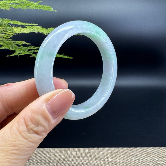 Genuine Burmese Lavender Green Jade Jadeite Bangle Bracelet ( 52.8mm )
