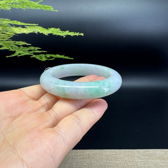 Genuine Burmese Lavender Green Jade Jadeite Bangle Bracelet ( 52.8mm )