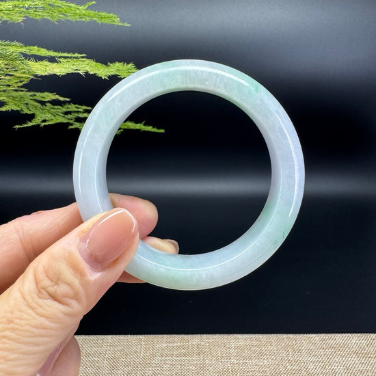 Genuine Burmese Lavender Green Jade Jadeite Bangle Bracelet ( 52.8mm )