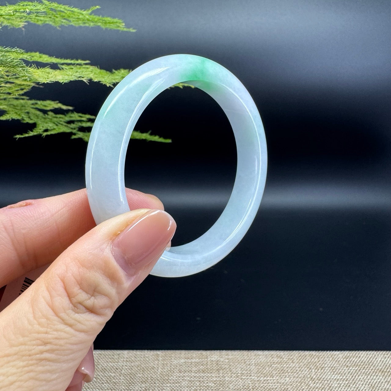 Genuine Burmese Icy Green Jadeite Jade Bangle Bracelet ( 52.4mm )