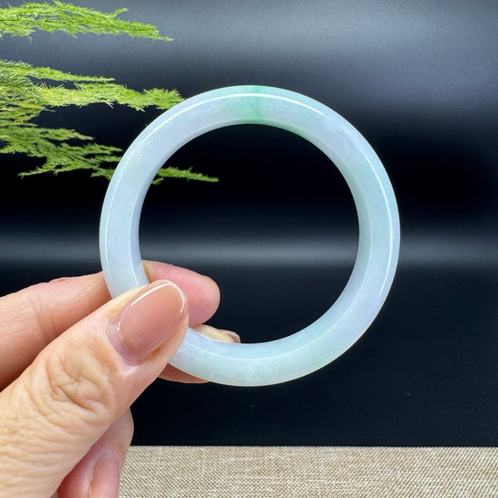 Genuine Burmese Icy Green Jadeite Jade Bangle Bracelet ( 52.4mm )