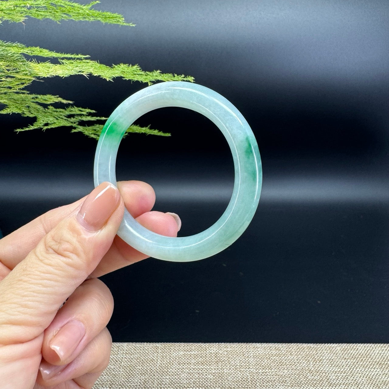 Genuine Burmese Ice Green Jade Jadeite Bangle Bracelet ( 51*43.9mm )