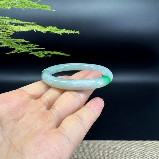 Genuine Burmese Ice Green Jade Jadeite Bangle Bracelet ( 51*43.9mm )