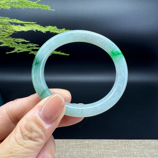 Genuine Burmese Ice Green Jade Jadeite Bangle Bracelet ( 51*43.9mm )