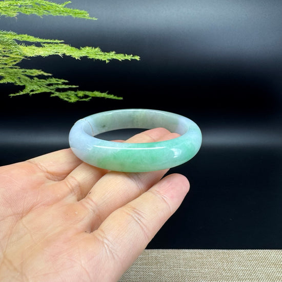 Genuine Burmese Light Lavender Green Jadeite Jade Bangle Bracelet ( 52.3mm )