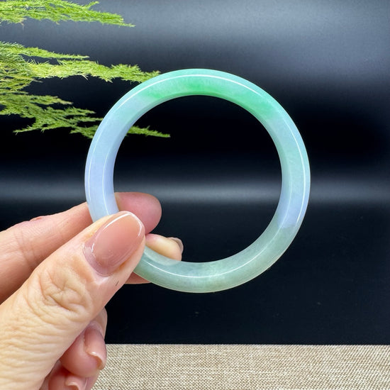 Genuine Burmese Light Lavender Green Jadeite Jade Bangle Bracelet ( 52.3mm )