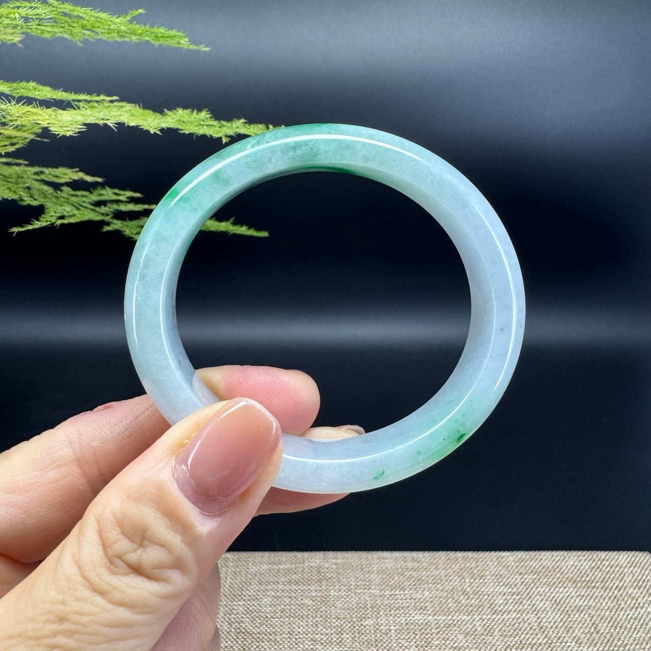 Genuine Burmese Green Jade Jadeite Bangle Bracelet ( 53.6*48mm )