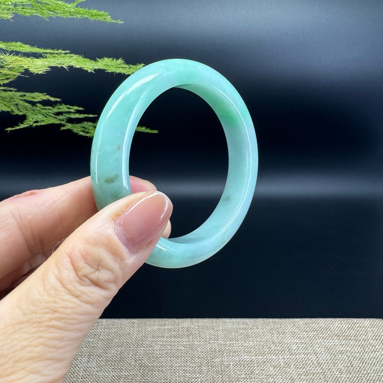 Genuine Burmese Green Jade Jadeite Bangle Bracelet ( 53.5mm )