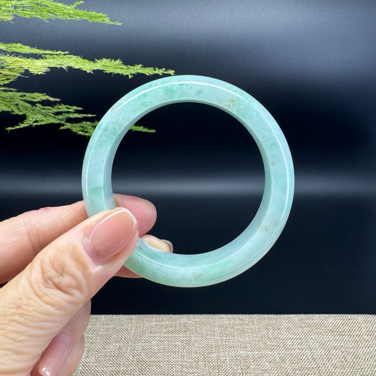 Genuine Burmese  Green Jade Jadeite Bangle Bracelet ( 53mm )