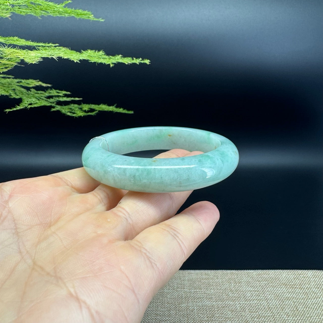 Genuine Burmese  Green Jade Jadeite Bangle Bracelet ( 53mm )