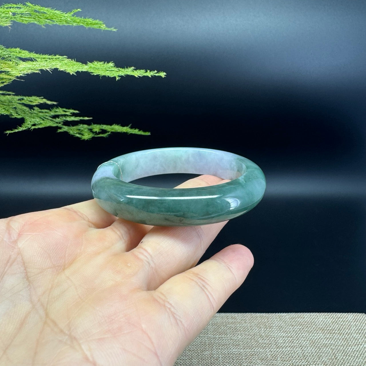 Genuine Burmese Oil Green Jade Jadeite Bangle Bracelet ( 53.2mm )