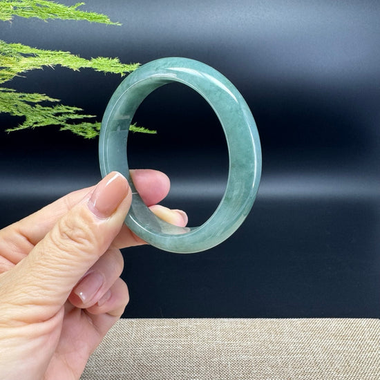 Genuine Burmese Oil Green Jade Jadeite Bangle Bracelet ( 53.8mm )