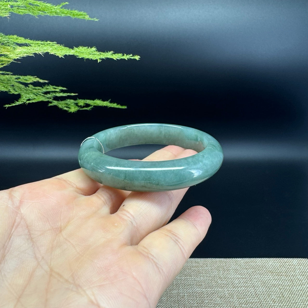 Genuine Burmese Oil Green Jade Jadeite Bangle Bracelet ( 53.8mm )