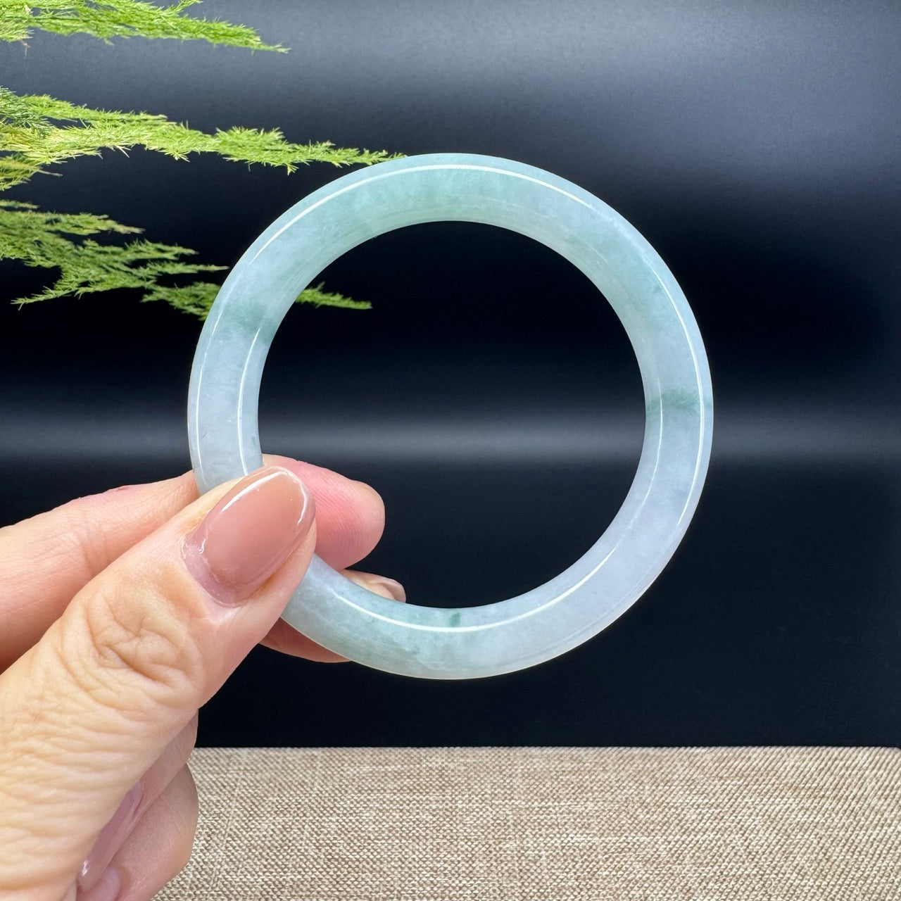 Genuine Burmese Icy Green Jade Jadeite Bangle Bracelet ( 53.8mm )