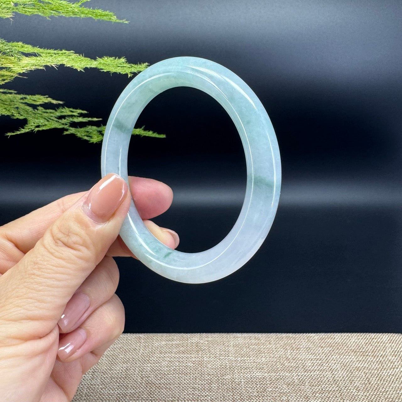 Genuine Burmese Icy Green Jade Jadeite Bangle Bracelet ( 53.8mm )