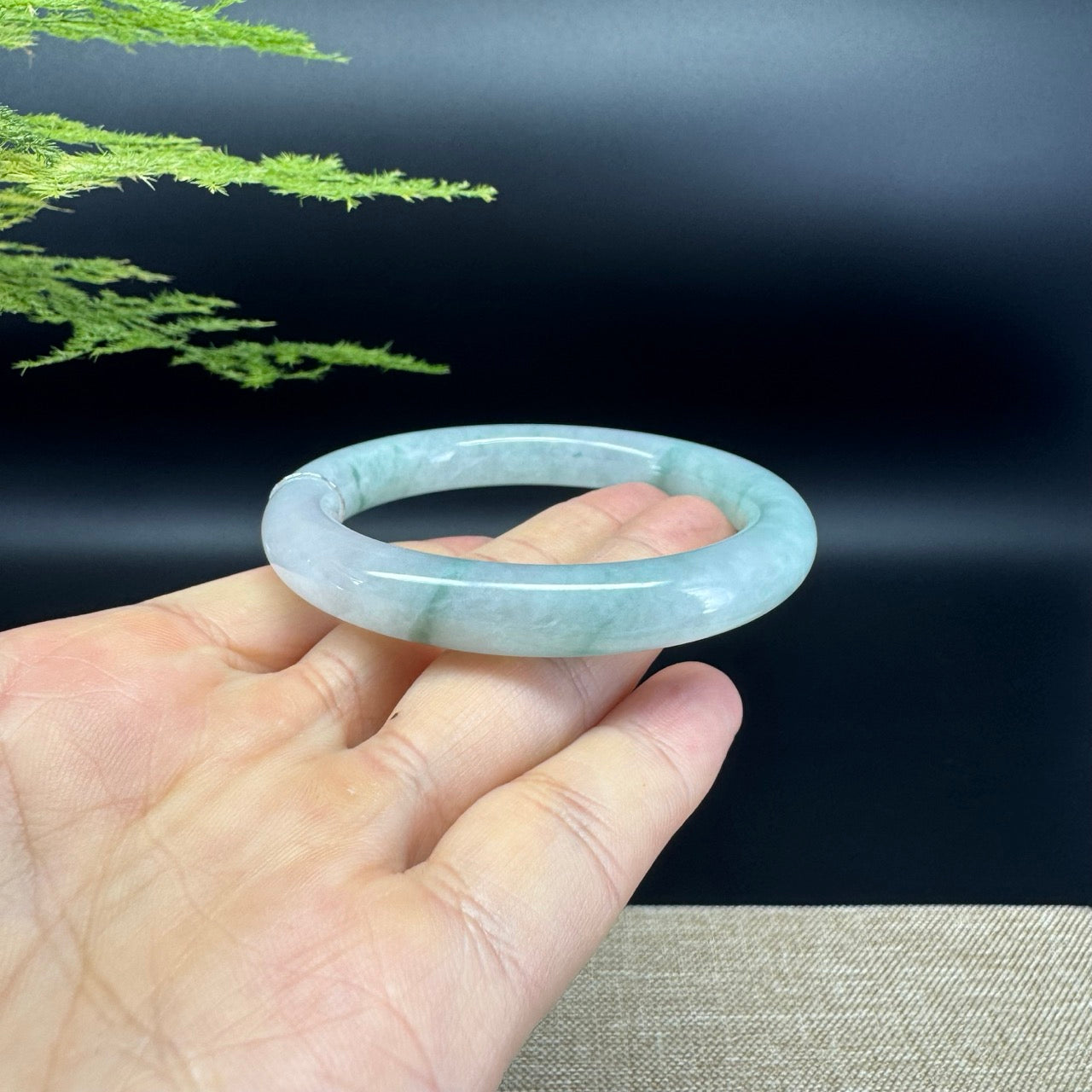 Genuine Burmese Icy Green Jade Jadeite Bangle Bracelet ( 53.8mm )