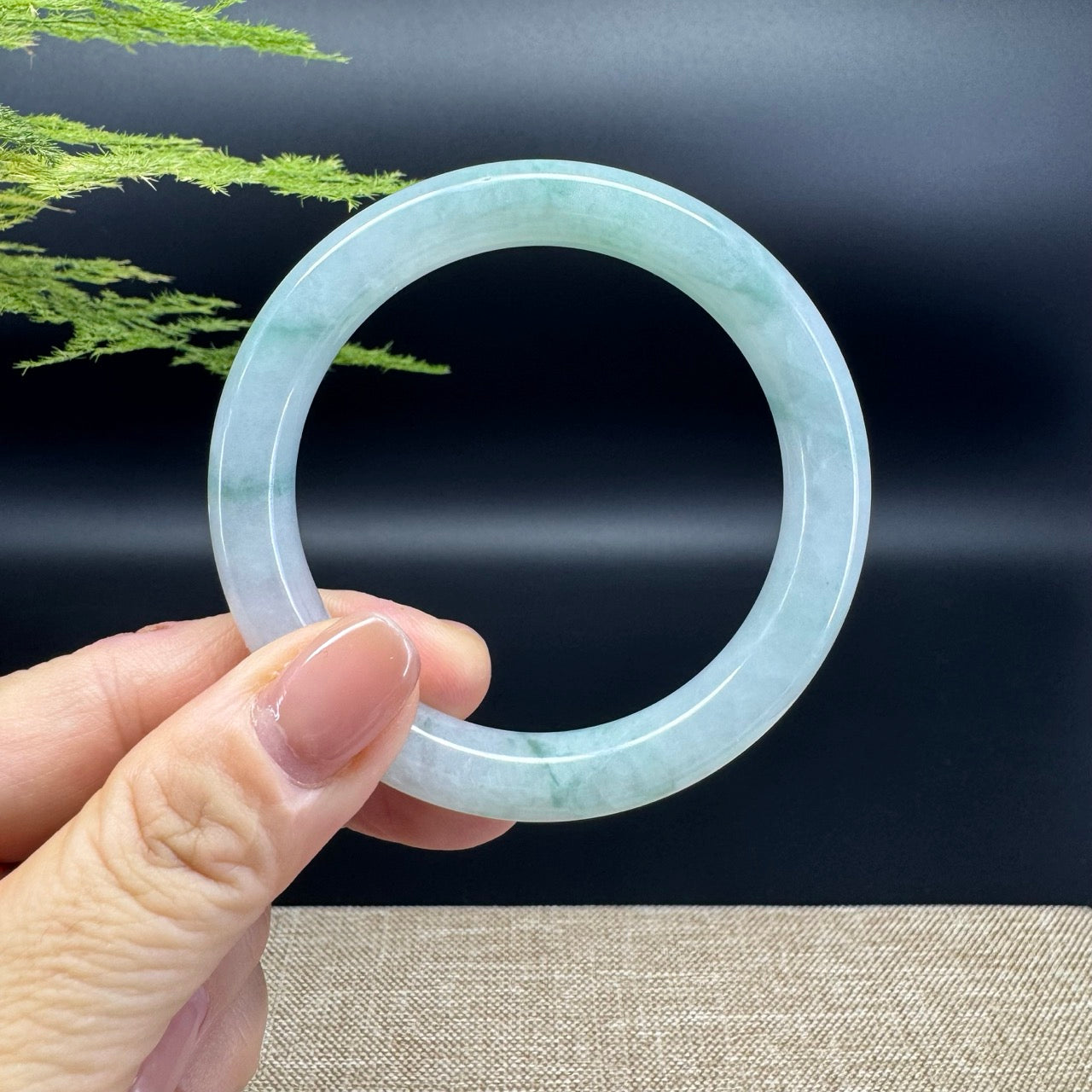 Genuine Burmese Icy Green Jade Jadeite Bangle Bracelet ( 53.8mm )
