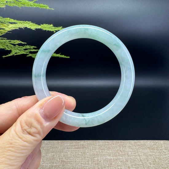 Genuine Burmese Icy Green Jade Jadeite Bangle Bracelet ( 53.8mm )