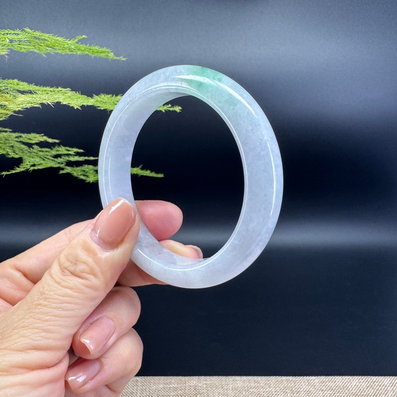 Genuine Burmese Icy Green Jade Jadeite Bangle Bracelet ( 53.4mm )