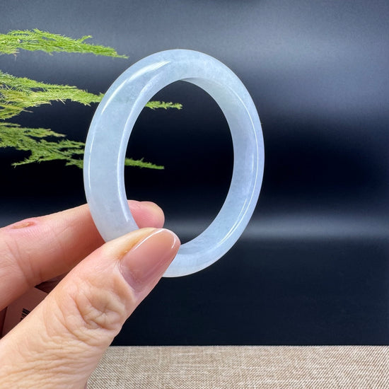 Genuine Burmese Icy Lavender Green Jade Jadeite Bangle Bracelet ( 53.2mm )