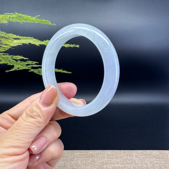 Genuine Burmese Icy Lavender Green Jade Jadeite Bangle Bracelet ( 53.2mm )