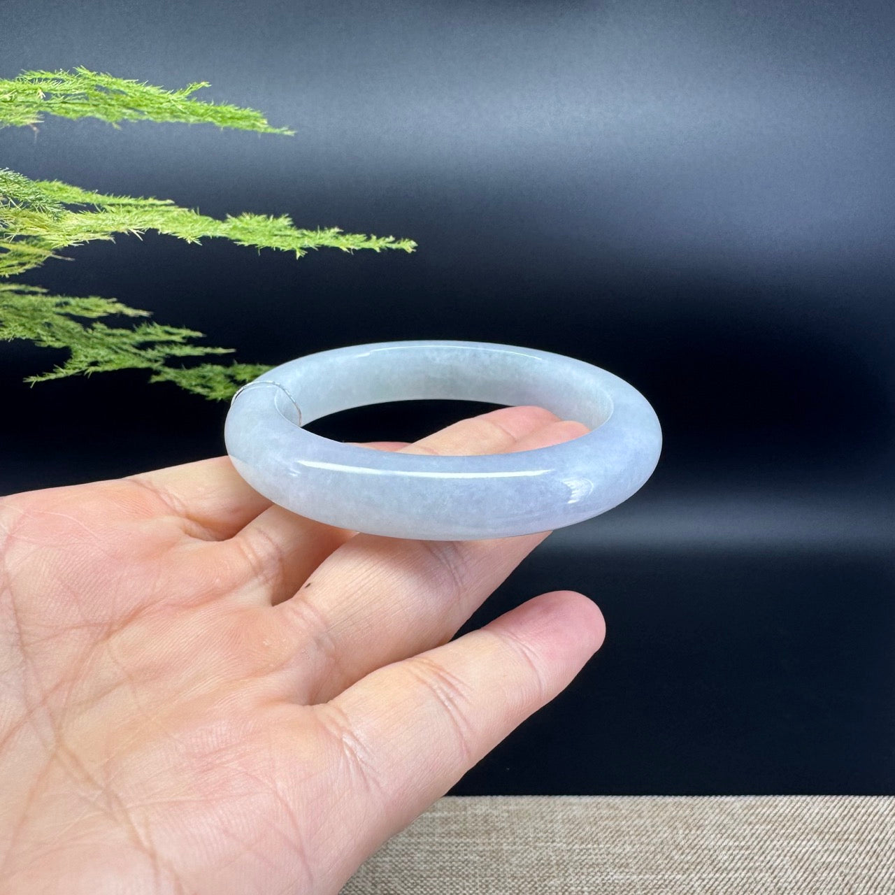 Genuine Burmese Icy Lavender Green Jade Jadeite Bangle Bracelet ( 53.2mm )