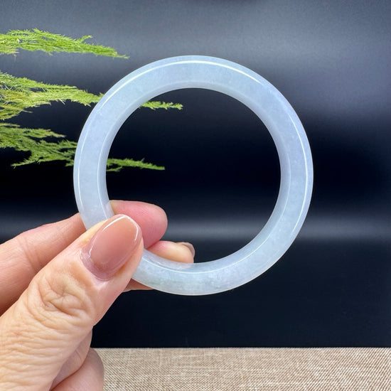 Genuine Burmese Icy Lavender Green Jade Jadeite Bangle Bracelet ( 53.2mm )