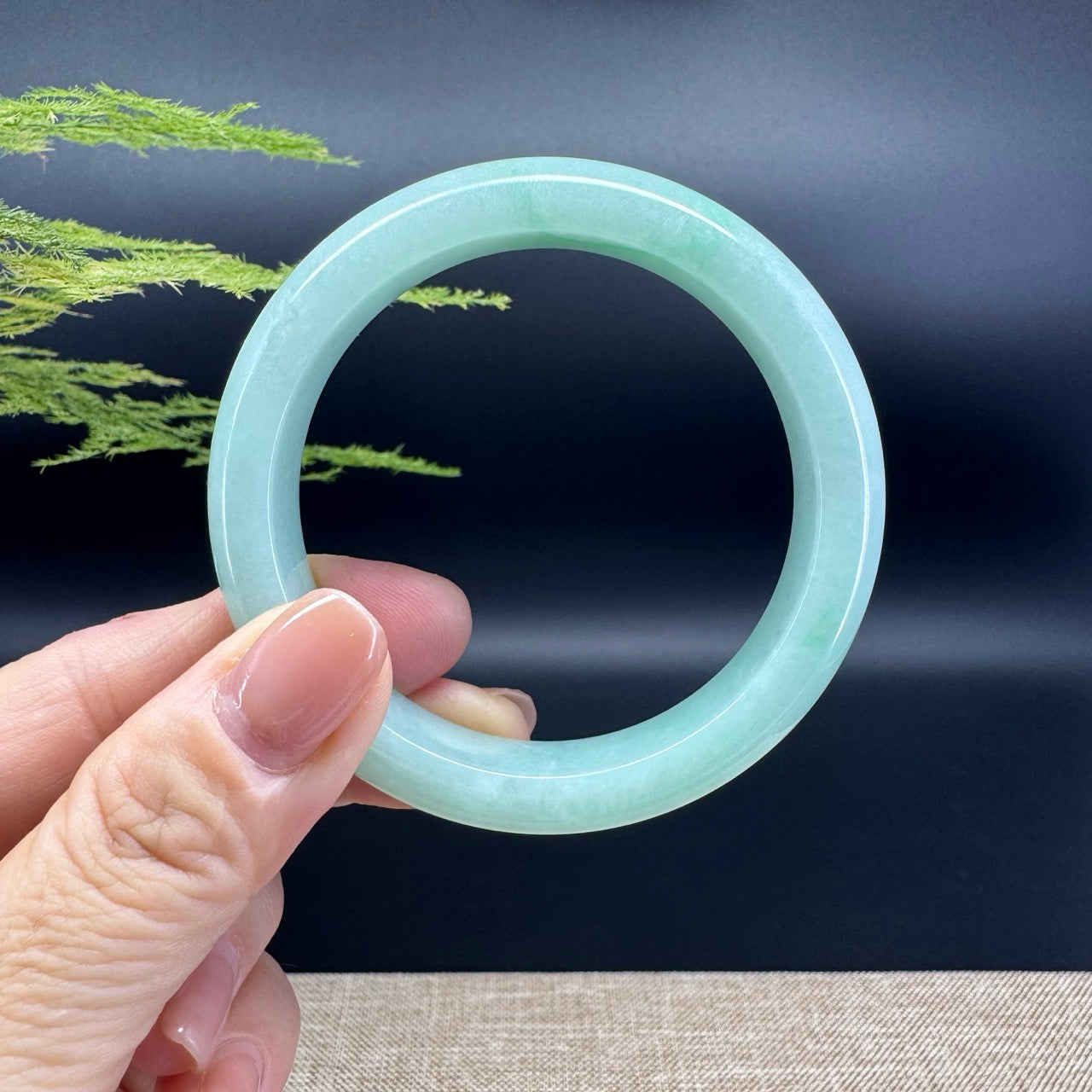 Genuine Burmese Apple Green Jadeite Jade Bangle Bracelet ( 53.4mm )