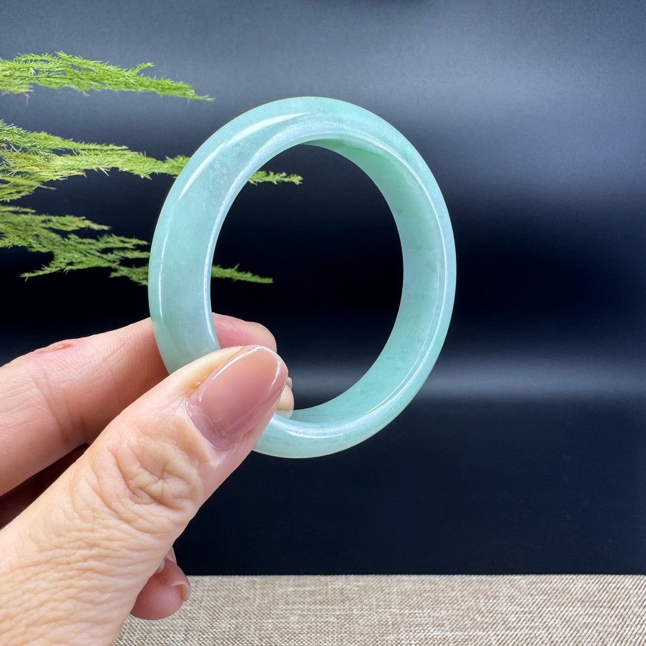 Genuine Burmese Apple Green Jadeite Jade Bangle Bracelet ( 53.4mm )