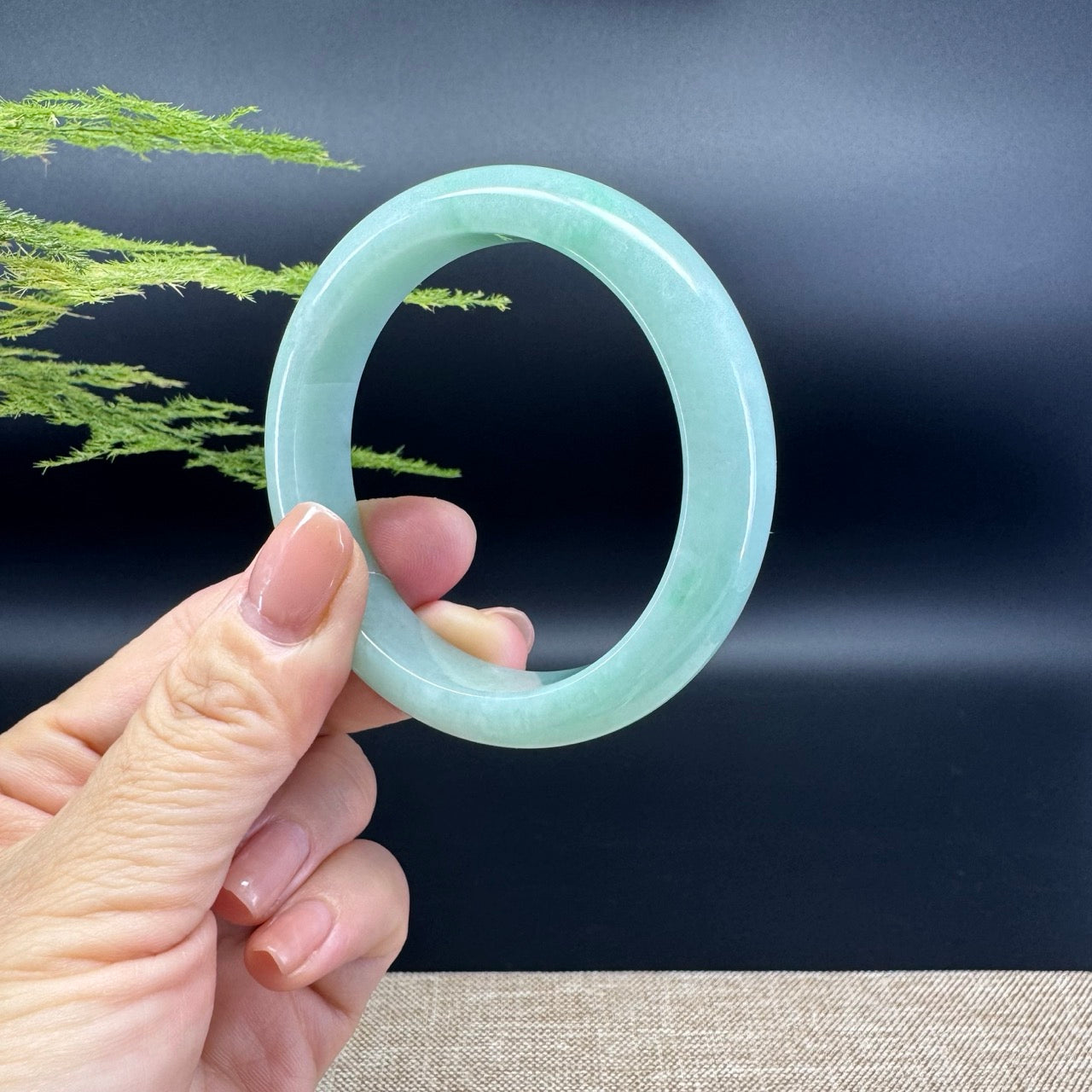 Genuine Burmese Apple Green Jadeite Jade Bangle Bracelet ( 53.4mm )