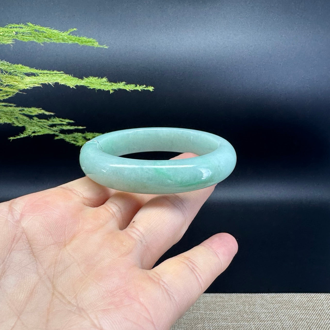 Genuine Burmese Apple Green Jadeite Jade Bangle Bracelet ( 53.4mm )