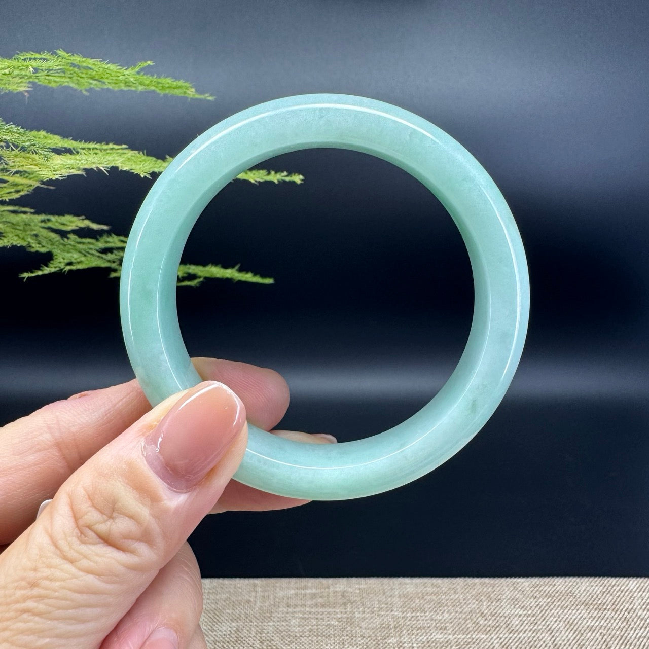 Genuine Burmese Apple Green Jadeite Jade Bangle Bracelet ( 53.4mm )