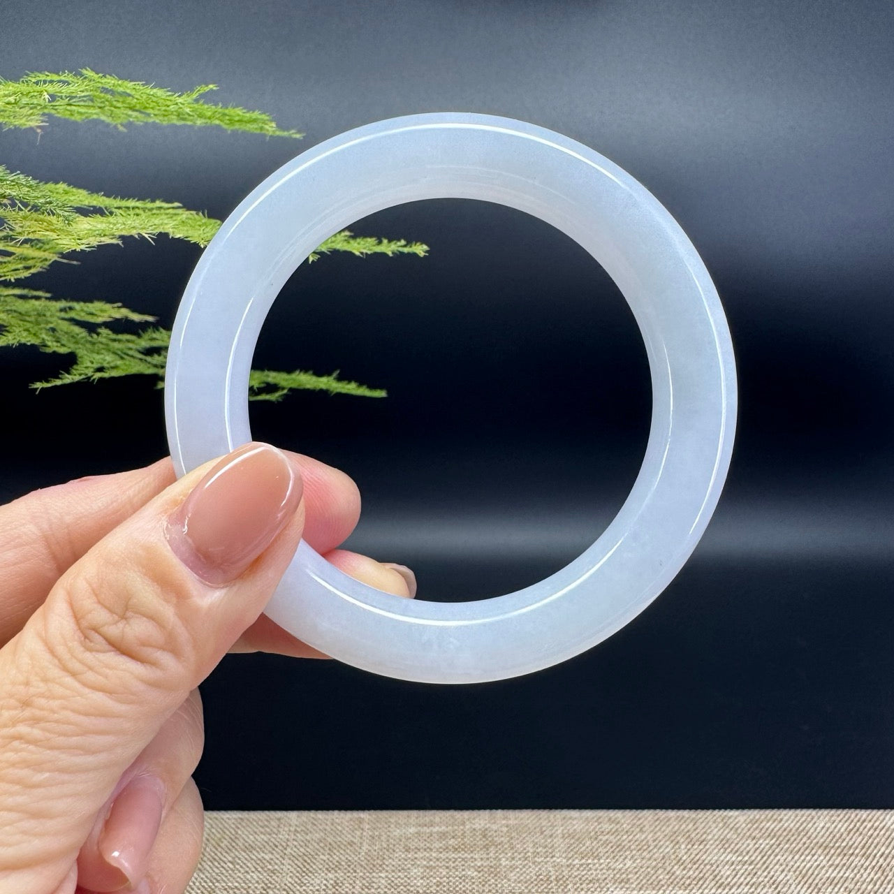 Genuine Burmese Icy Lavender Jade Jadeite Bangle Bracelet (53.3mm)