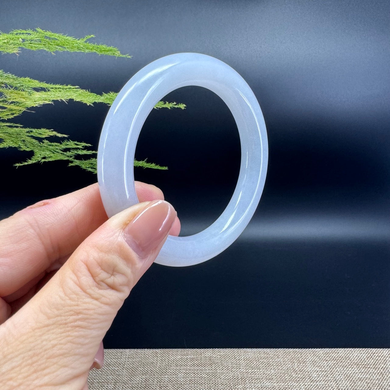 Genuine Burmese Icy Lavender Jade Jadeite Bangle Bracelet (53.3mm)