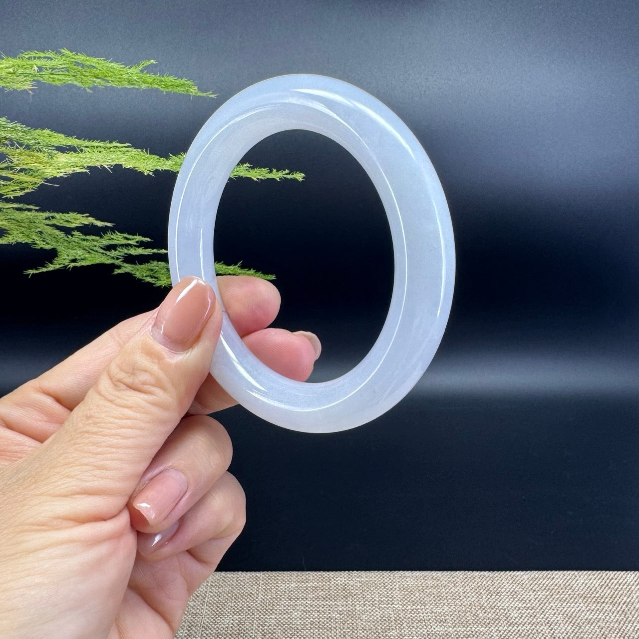 Genuine Burmese Icy Lavender Jade Jadeite Bangle Bracelet (53.3mm)