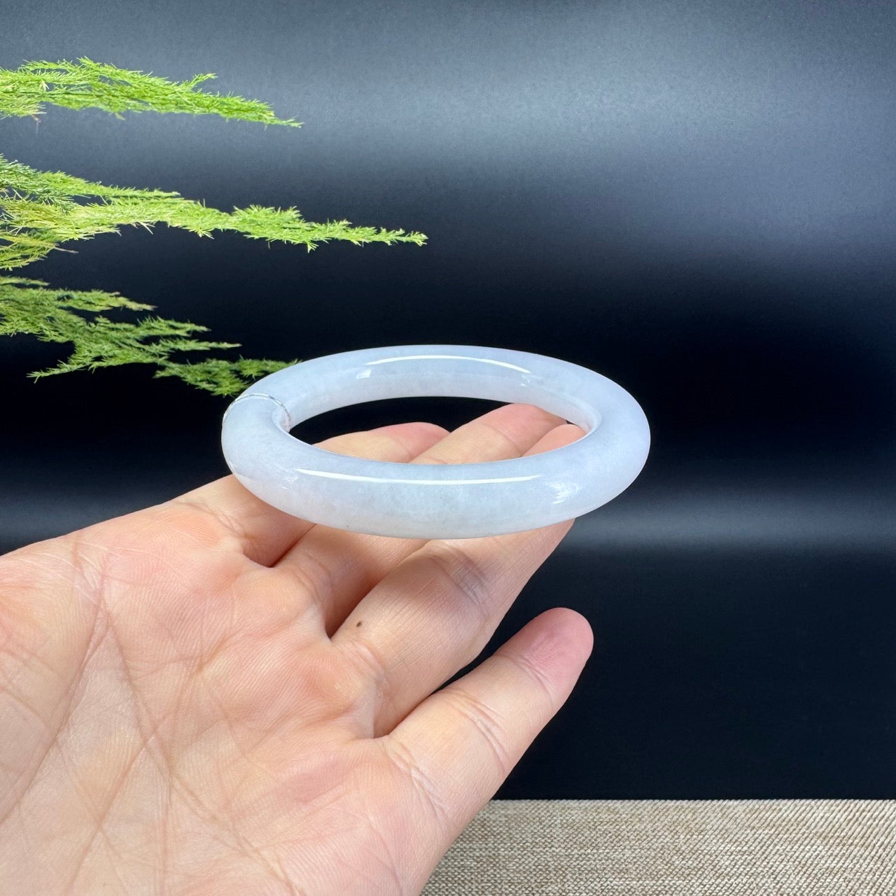 Genuine Burmese Icy Lavender Jade Jadeite Bangle Bracelet (53.3mm)