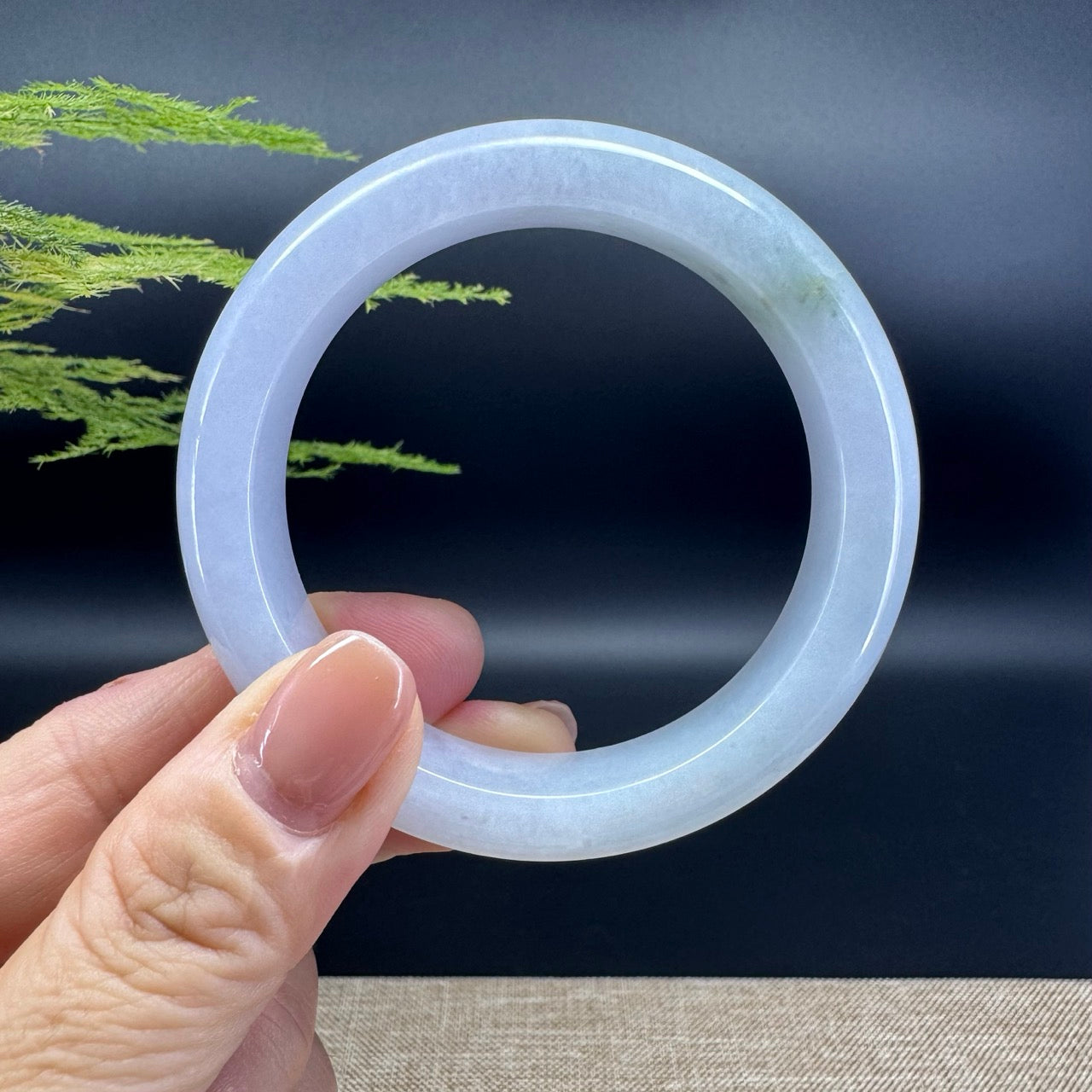 Genuine Burmese Lavender Green Jade Jadeite Bangle Bracelet ( 53.7mm )