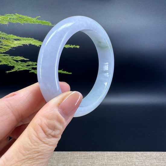 Genuine Burmese Lavender Green Jade Jadeite Bangle Bracelet ( 53.7mm )
