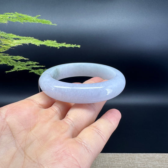 Genuine Burmese Lavender Green Jade Jadeite Bangle Bracelet ( 53.7mm )