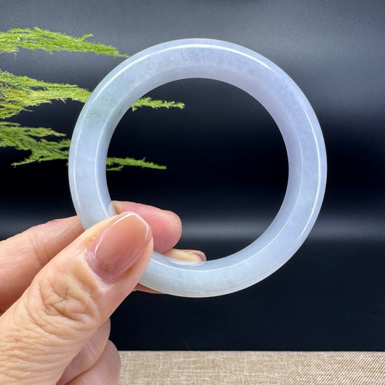 Genuine Burmese Lavender Green Jade Jadeite Bangle Bracelet ( 53.7mm )