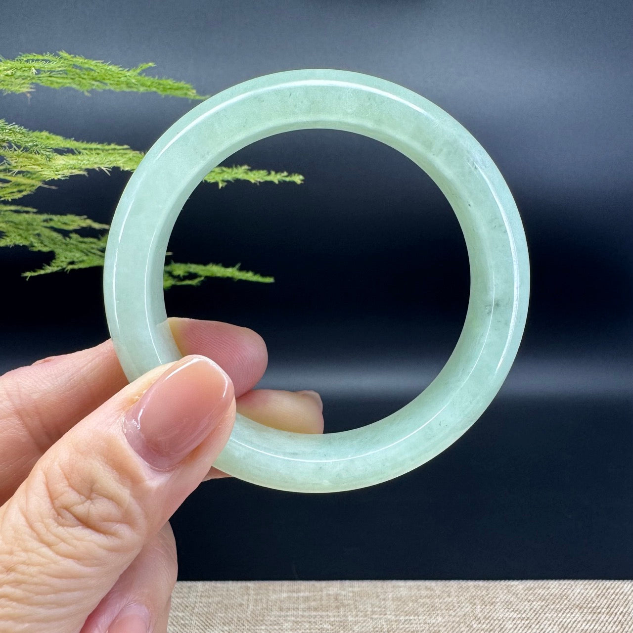 Genuine Burmese Green Jade Jadeite Bangle Bracelet (53.3mm)
