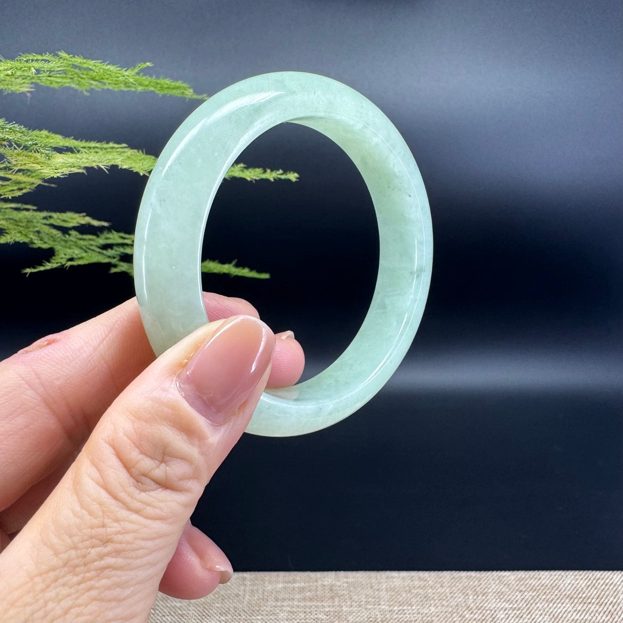 Genuine Burmese Green Jade Jadeite Bangle Bracelet (53.3mm)