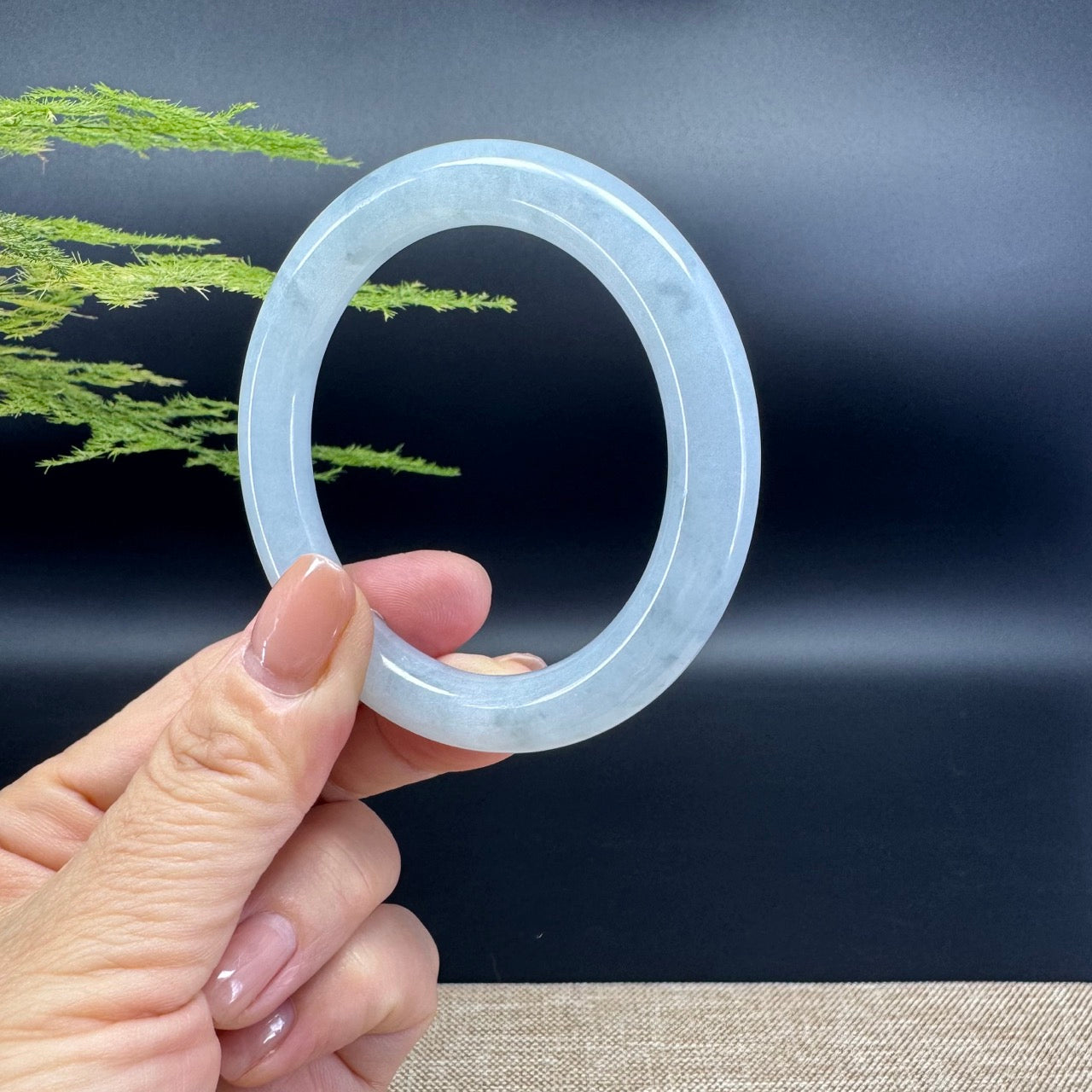 Genuine Burmese Icy Lavender Jade Jadeite Bangle Bracelet (53.9mm)