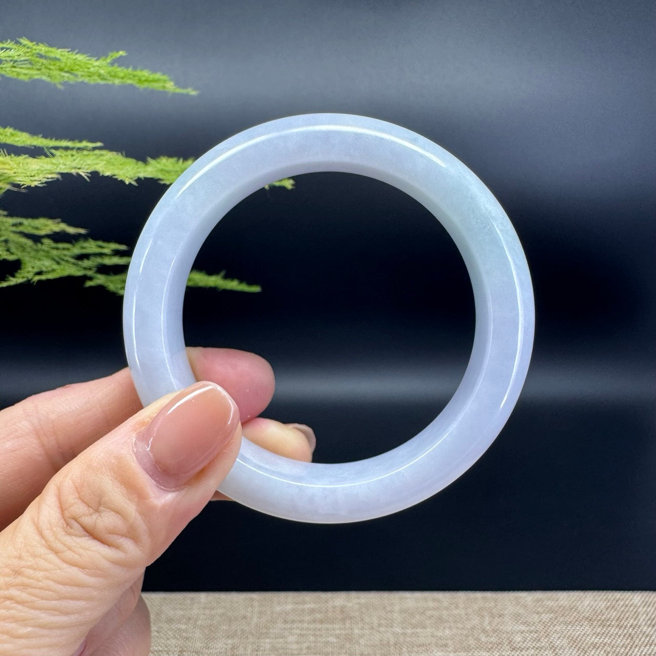 Genuine Burmese Lavender Green Jade Jadeite Bangle Bracelet ( 53.4mm )