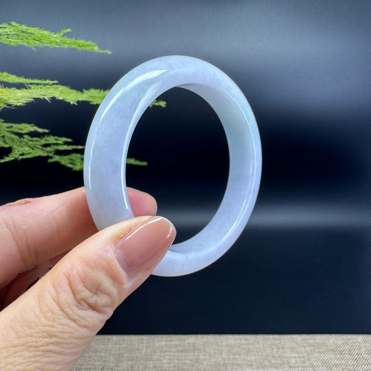 Genuine Burmese Lavender Green Jade Jadeite Bangle Bracelet ( 53.4mm )