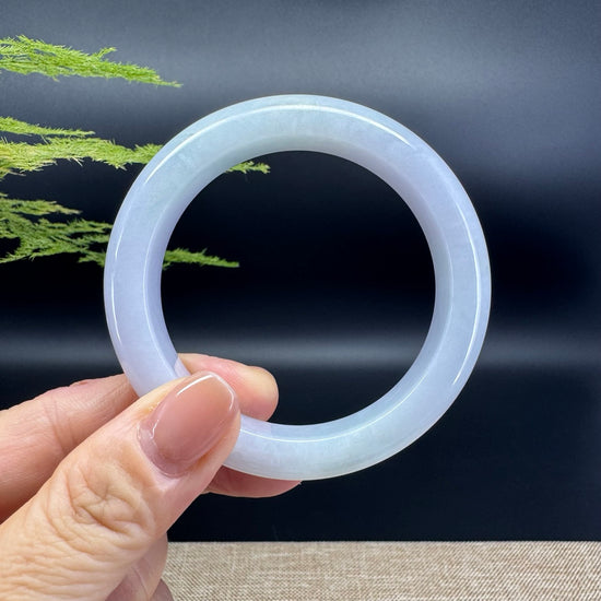 Genuine Burmese Lavender Green Jade Jadeite Bangle Bracelet ( 53.4mm )