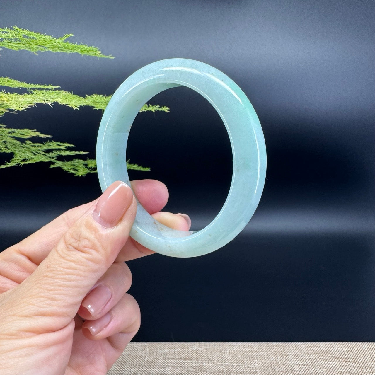 Genuine Burmese Apple Green Jade Jadeite Bangle Bracelet ( 53mm )