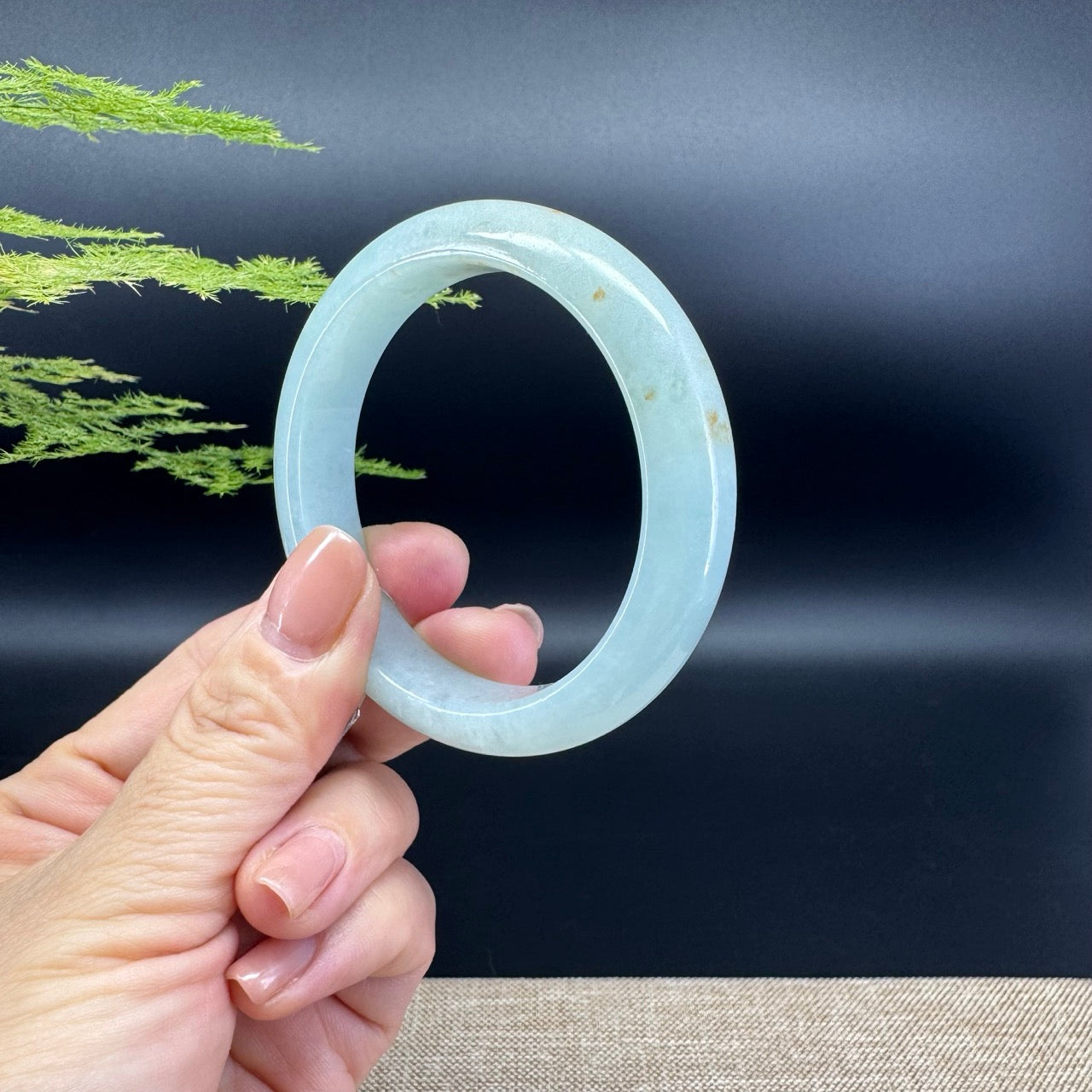 Genuine Burmese Apple Green Jade Jadeite Bangle Bracelet ( 53mm )